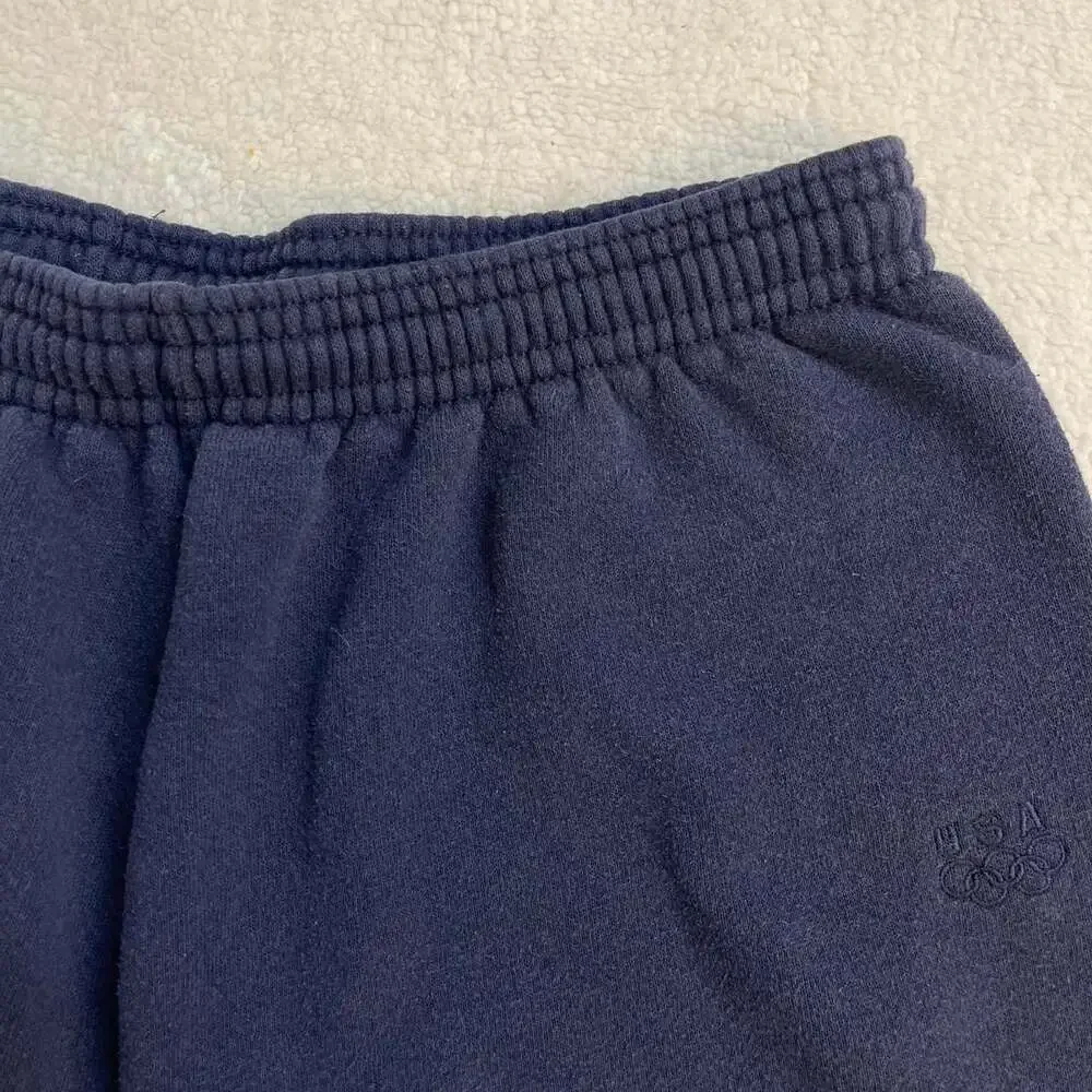 USA Olympic Vintage 90s Embroidered Sweatpants Navy Blue Drawstring Made in USA